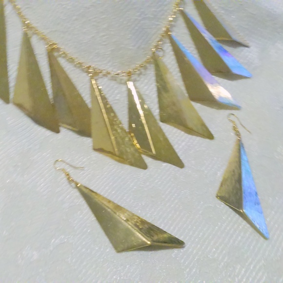 Modernist Statement Necklace Earring Demi - Picture 2 of 3